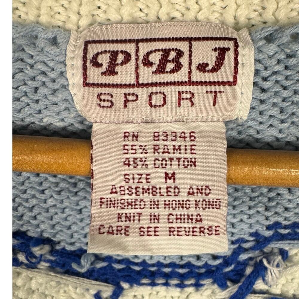 VTG 90s PBJ Sport Hand-Knit Art-To-Wear Embroidered Cardigan Sweater Medium - Picture 5 of 8